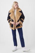 French Connection Belen Faux Fur Double Breast Coat