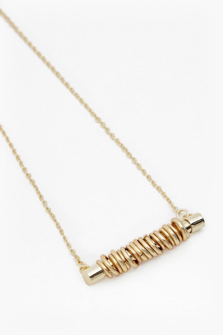 French Connection Tube With Rings Pendant Necklace