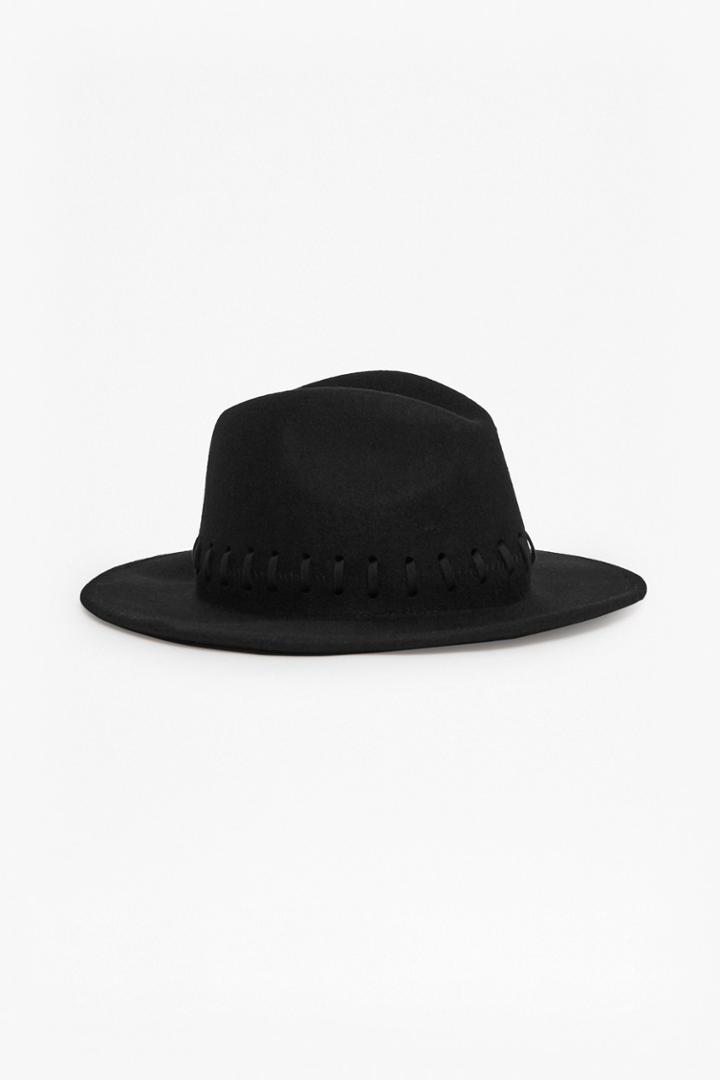 French Connection Izza Hat Whipstitch Wool Felt Hat