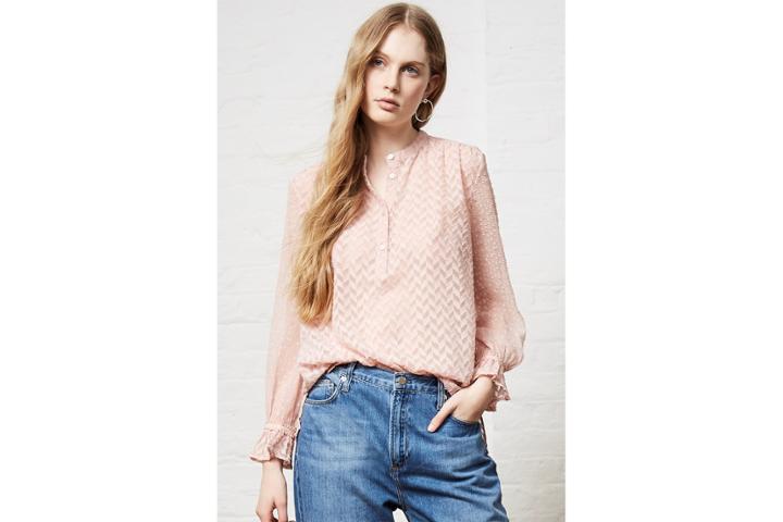 French Connection Corsica Sheer Pop Over Blouse
