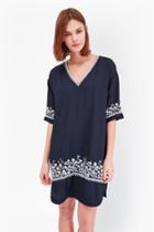 French Connection Jasmine Drape Embroidered Tunic Dress
