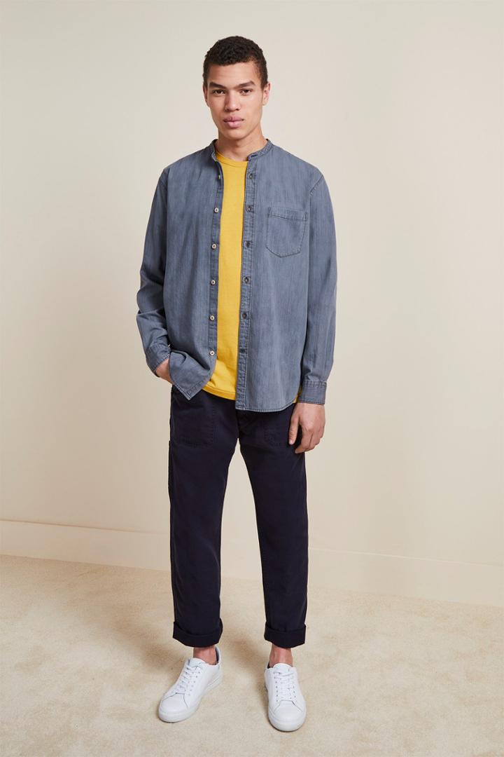 French Connenction Monochrome Grandad Collar Denim Shirt