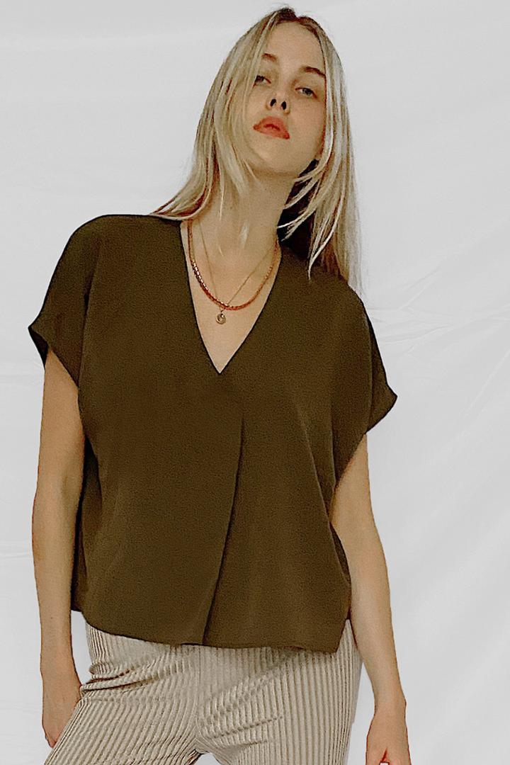 French Connection Crepe Light S/s V Nk Top