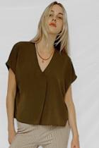 French Connection Crepe Light S/s V Nk Top