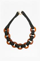 French Connection 20 Inch Resin Leather Look Link Necklace