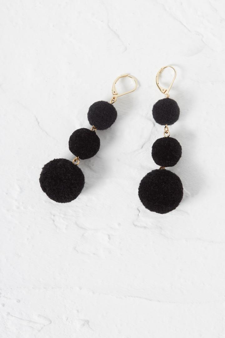 French Connection Beach Triple Pom Pom Earrings
