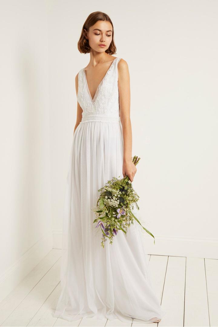 French Connenction Estelle Embellished V Neck Dress