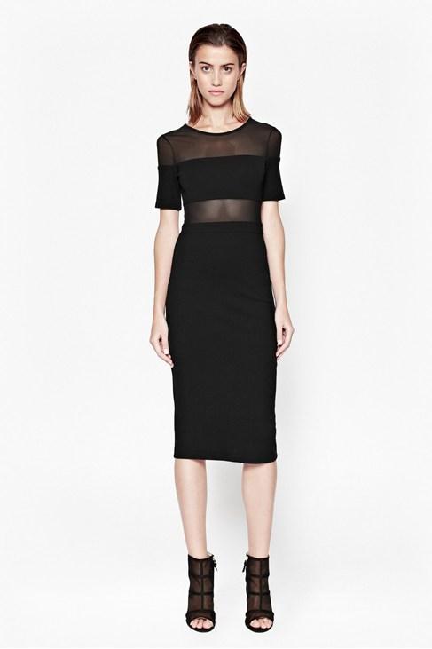 French Connection Linear Mesh Midi Dress