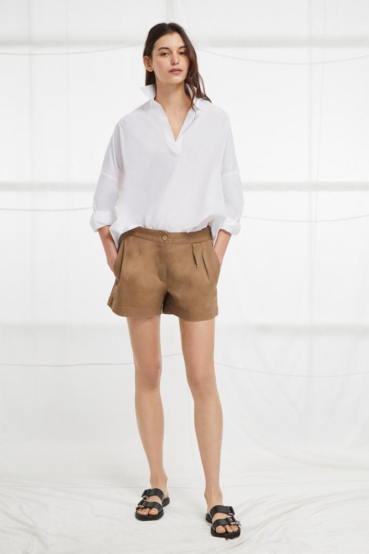 French Connection Collman Cotton Pleat Front Shorts