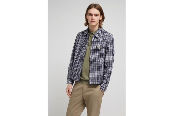 French Connection Laundered Oxford Check Harrington Jacket