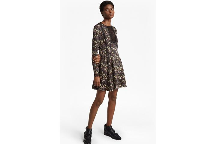 French Connection Hallie Drape Floral Flared Dress