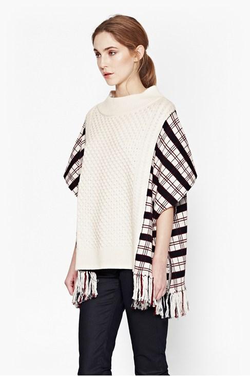 French Connection Harry Tartan Wool Poncho