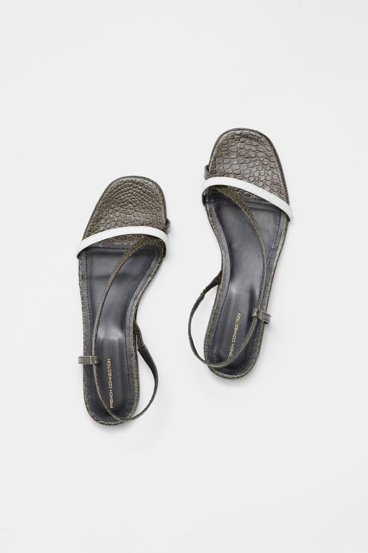 French Connection Croc Leather Wrap Around Flat Sandal