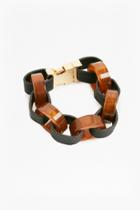French Connection Resin Leather Look Link Bracelet