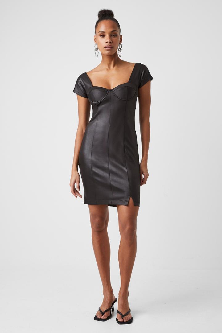 French Connection Tomi Leather Look Jersey Dress