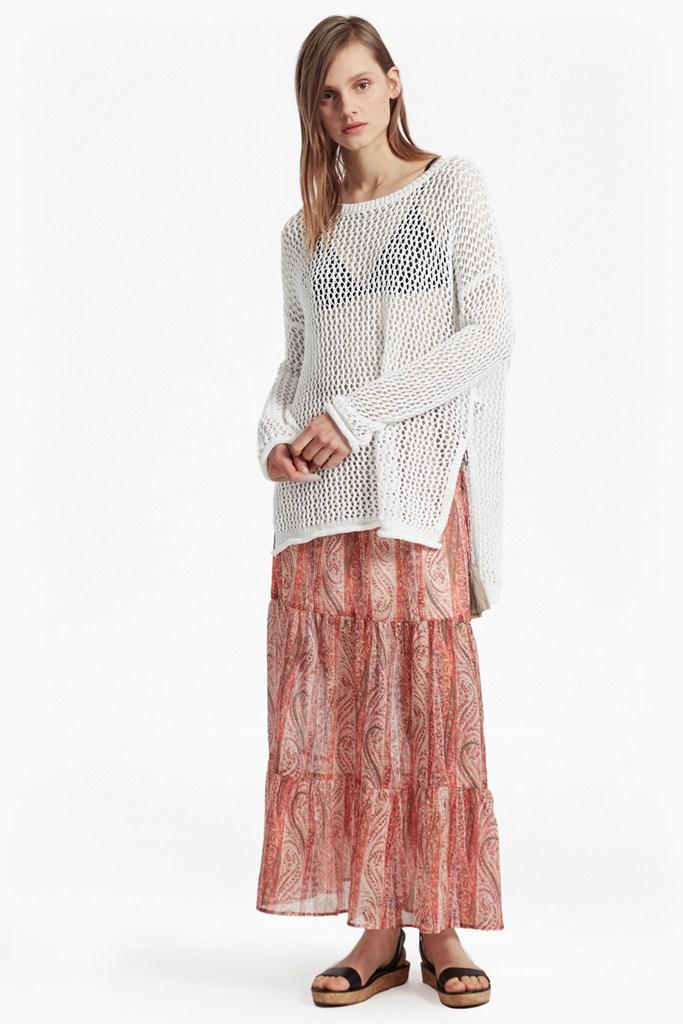 French Connection Malika Sheer Paisley Maxi Skirt