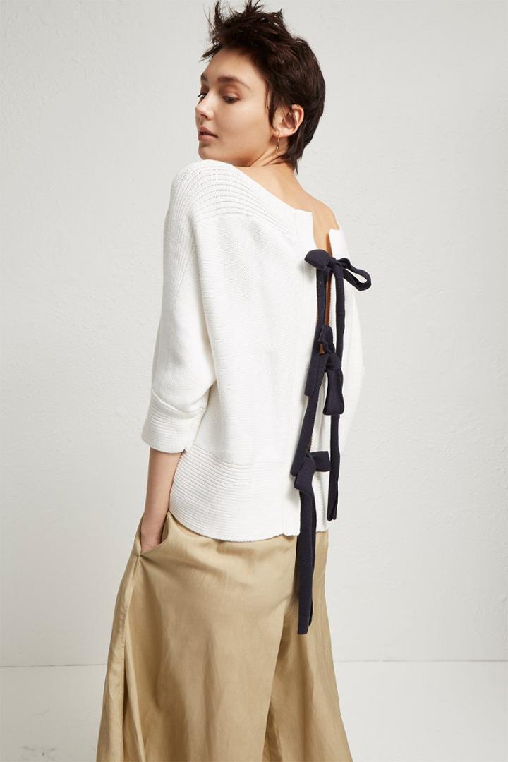 French Connenction Tie Detail Mozart Slash Neck Jumper
