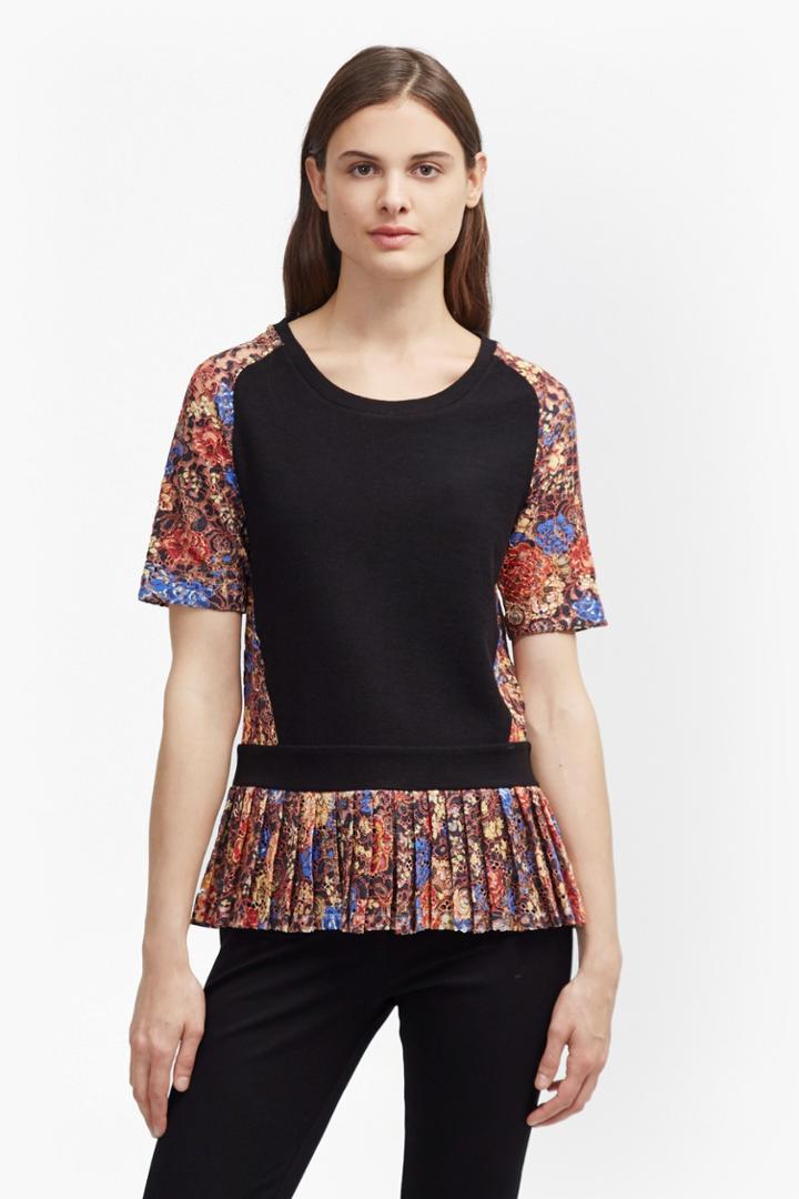 French Connection Flora Jersey Lace Top