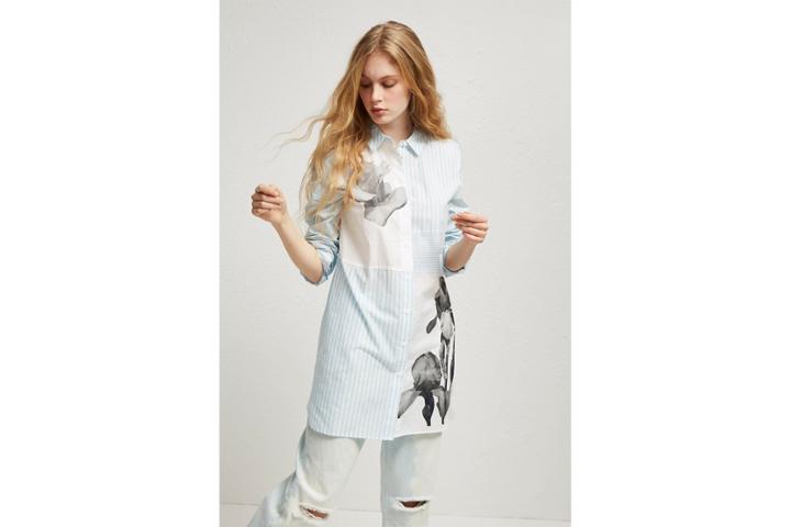 French Connection Serrana Stripe Cotton Shirt Dress