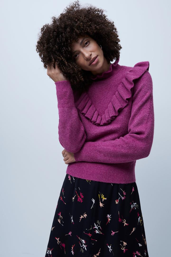 French Connection Mira Flossy Knit Frilled Jumper