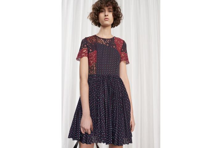 French Connection Phoebe Crepe Lace Skater Dress
