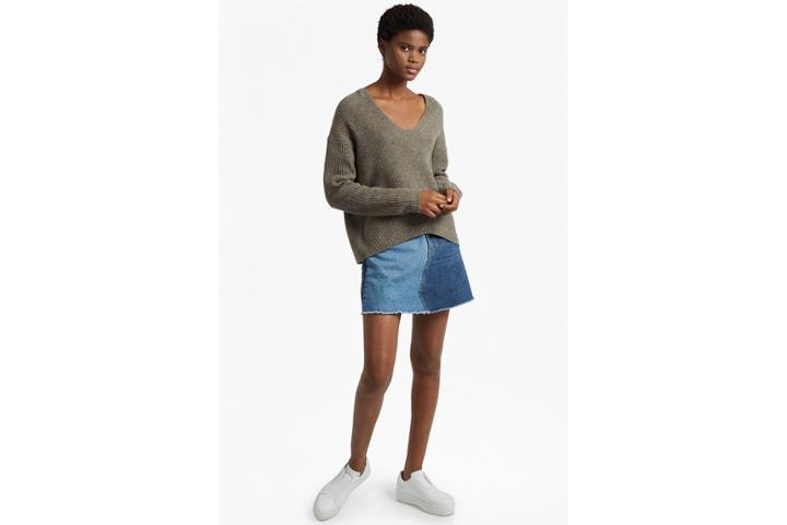 French Connection Two Tone Tweed Knit V Neck Jumper