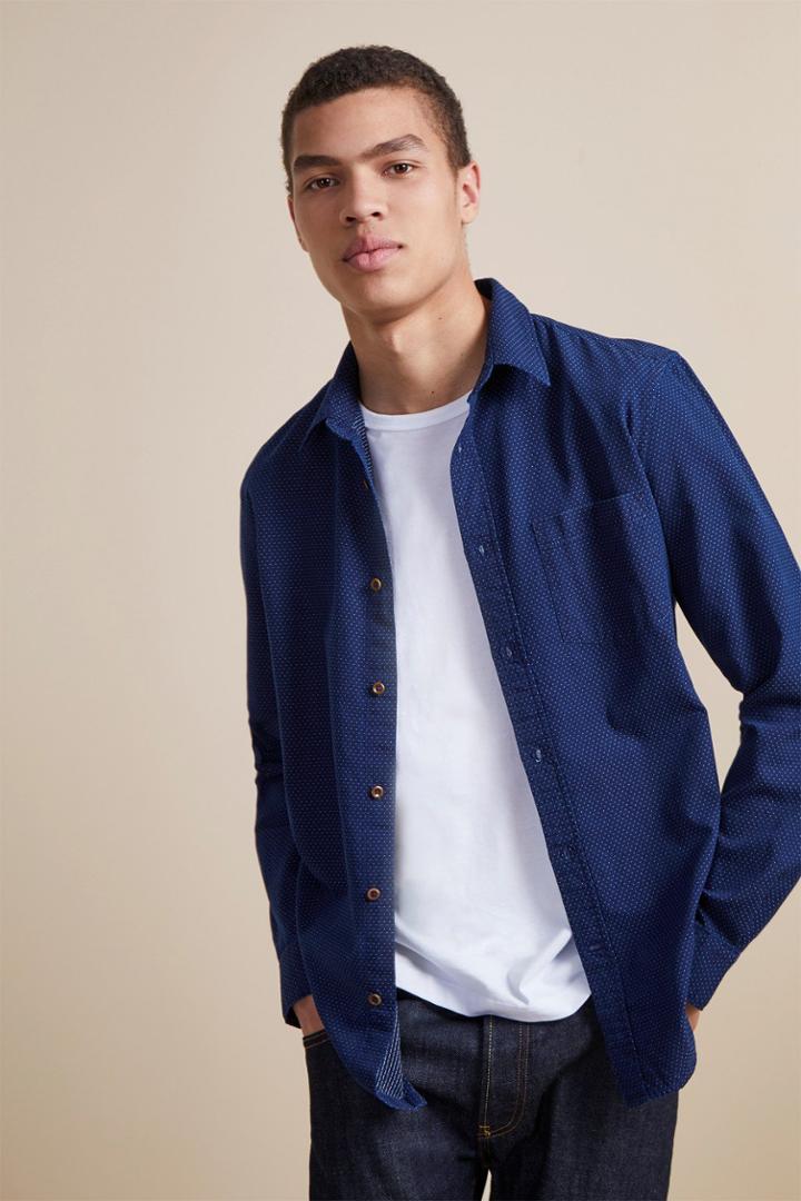 French Connenction Indigo Jacquard Dot Shirt