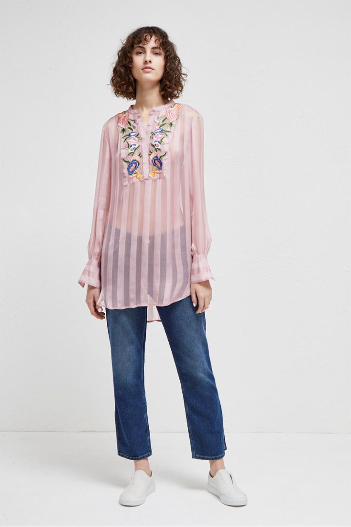 French Connenction Katalina Embroidered Stripe Top