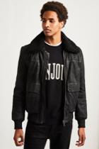 French Connenction Washed Leather Sheepskin Jacket