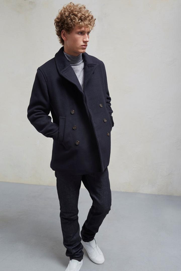 French Connenction Melton Double Breast Peacoat