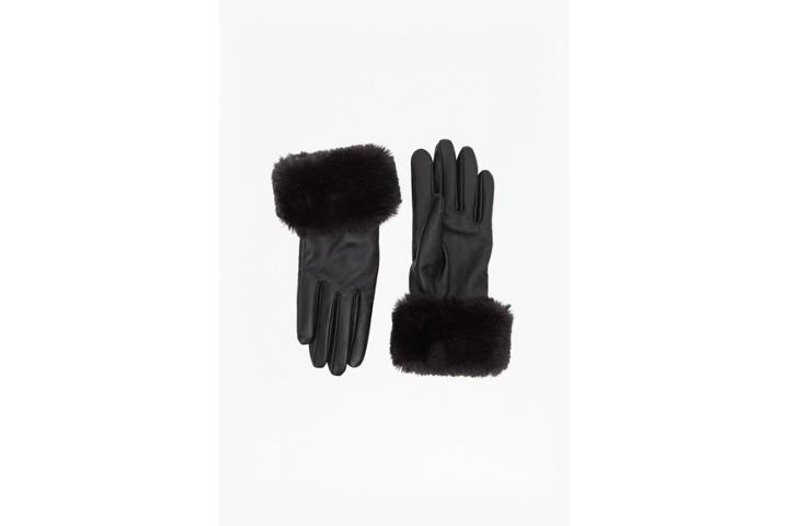 French Connection Fur Trim Gloves