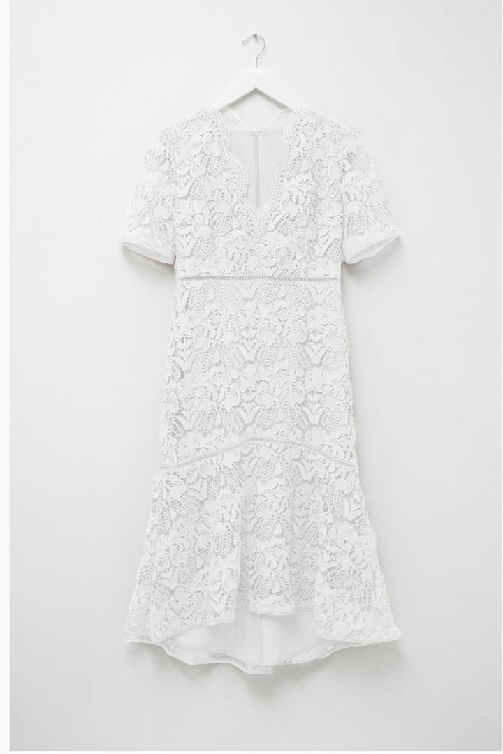 French Connenction Calli Lace V Neck Dress