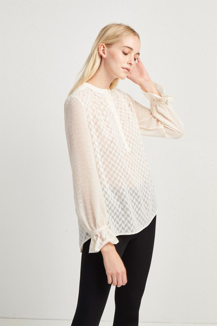 French Connenction Corsica Sheer Pop Over Blouse