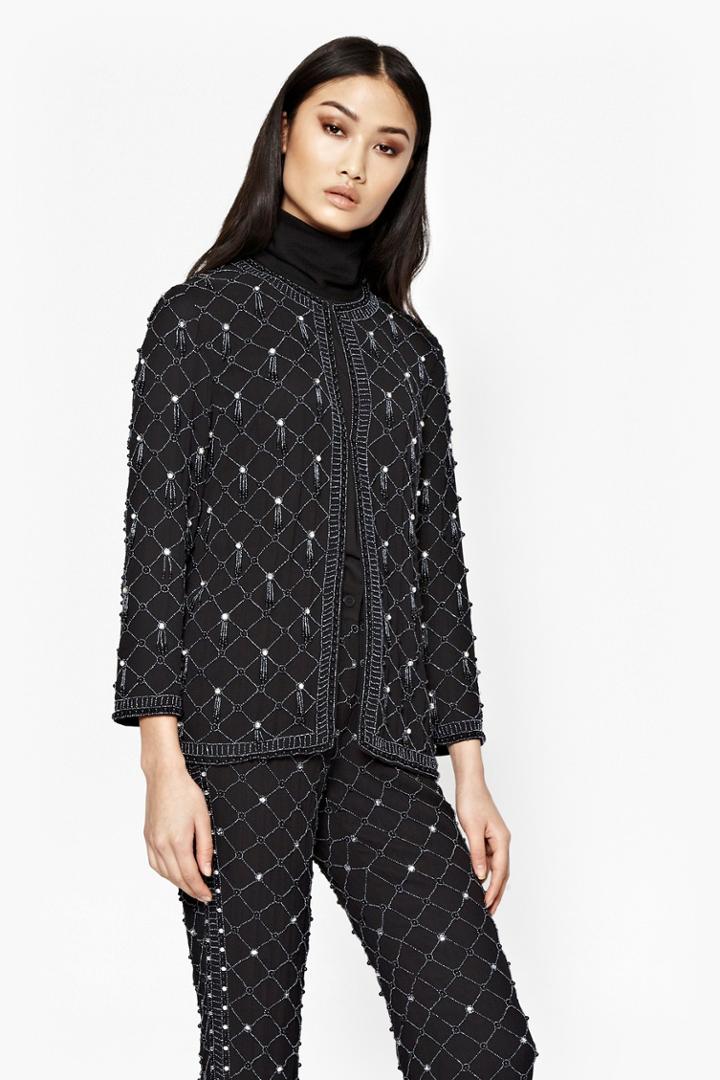 French Connection Pearl Cage Embellished Jacket