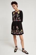 French Connenction Saya Crepe Embroidered Flared Dress