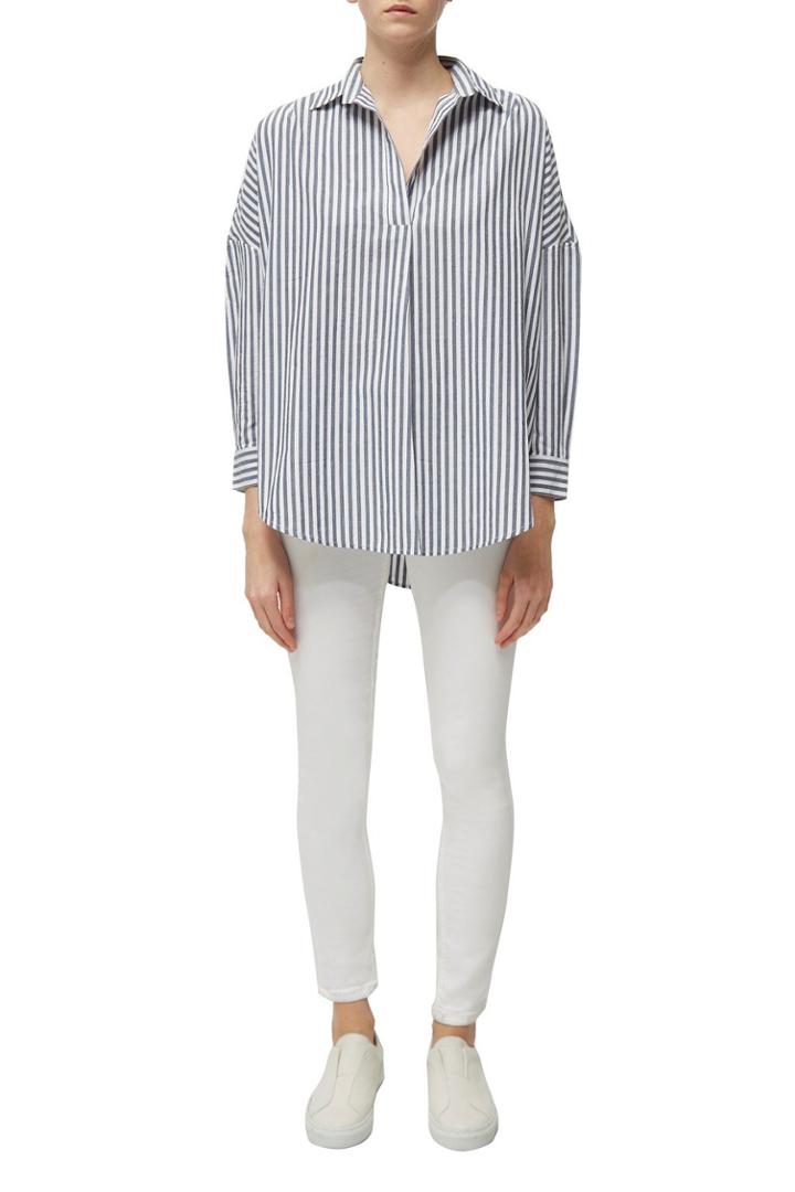 French Connenction Rhodes Stripe Pop Over Shirt