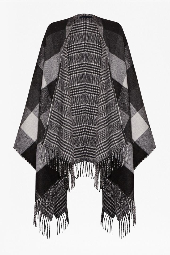 French Connection Double Faced Woven Check Cape