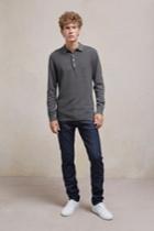 Fcus Textured Knit Long Sleeved Polo Shirt