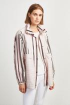 French Connenction Cotton Mix Stripe Bomber Jacket