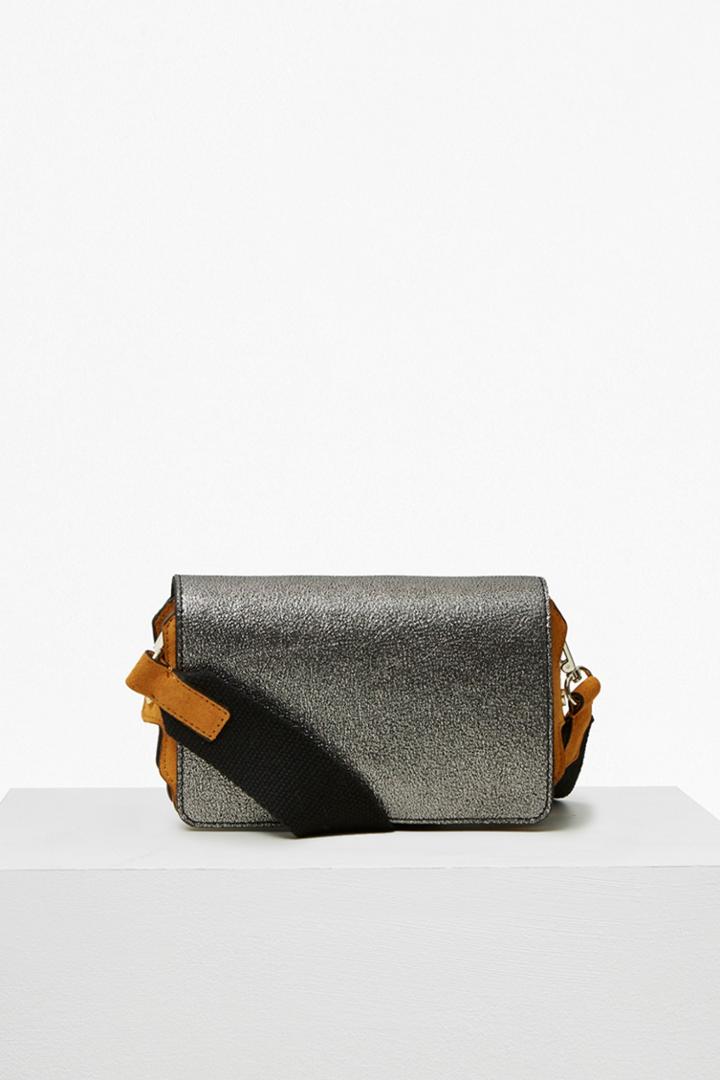 Fcus Colour Block Metallic Leather Cross Body Bag