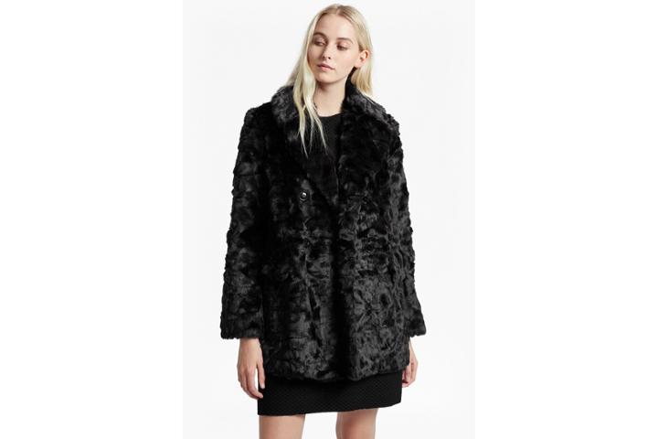 French Connection Nariko Faux Fur Double Breasted Coat