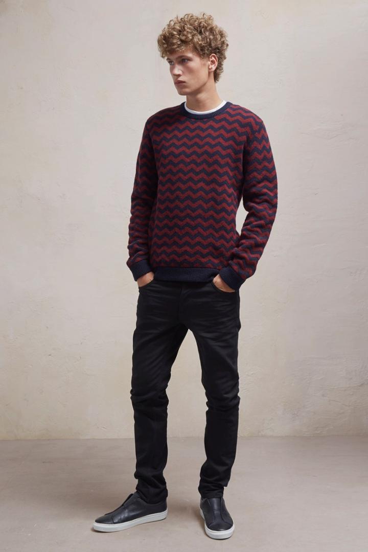 Fcus Zig Zag Lambswool Crew Neck Jumper