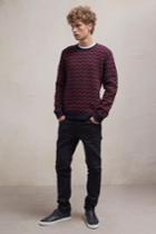 Fcus Zig Zag Lambswool Crew Neck Jumper