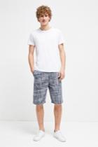 French Connenction Linen Chambray Gingham Shorts