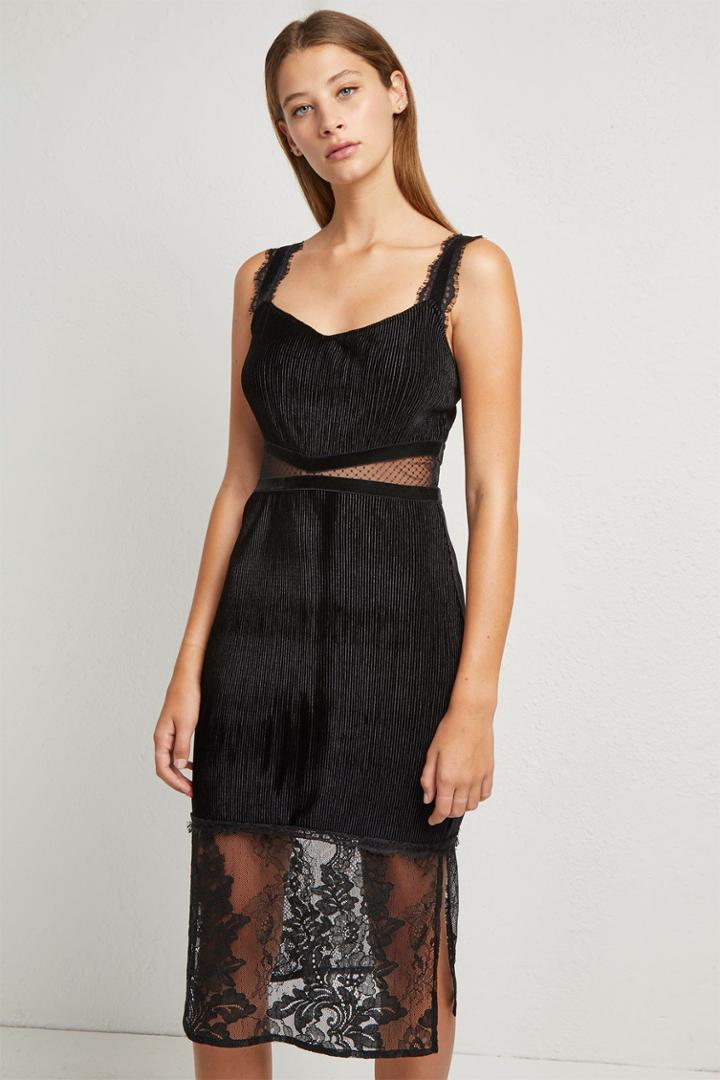 French Connenction Sarelle Ottoman Velvet Jersey Strappy Dress