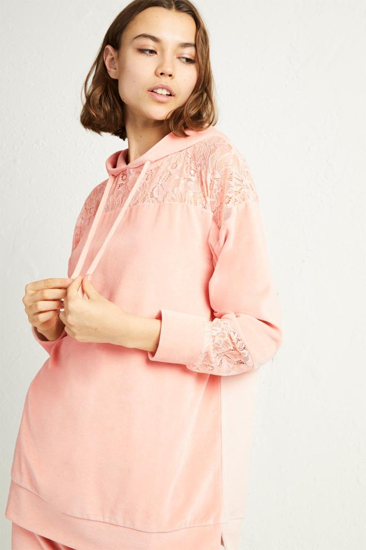 French Connenction Ruthie Velour Jersey Hoodie