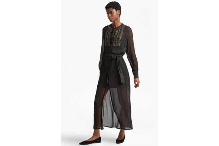French Connection Donna Sheer Embroidered Maxi Dress