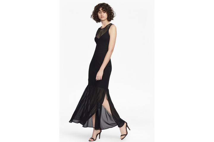 French Connection Chantilly Beau Jersey And Mesh Maxi Dress