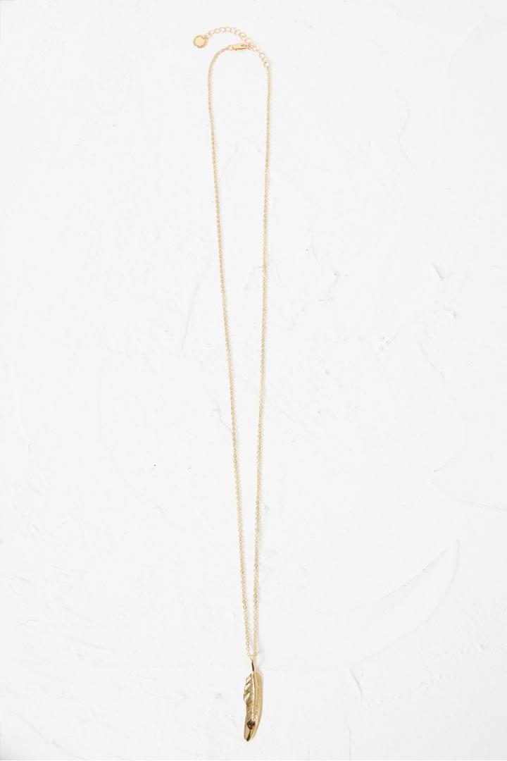 French Connenction Feather Charm Necklace