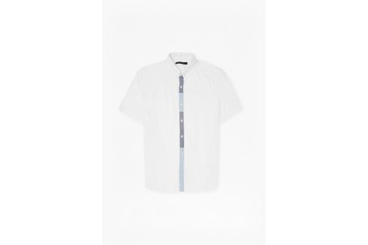 French Connection Poplin Patchwork Placket Short Sleeve Shirt